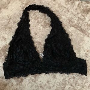 Free People Black Halter Lace Bralette